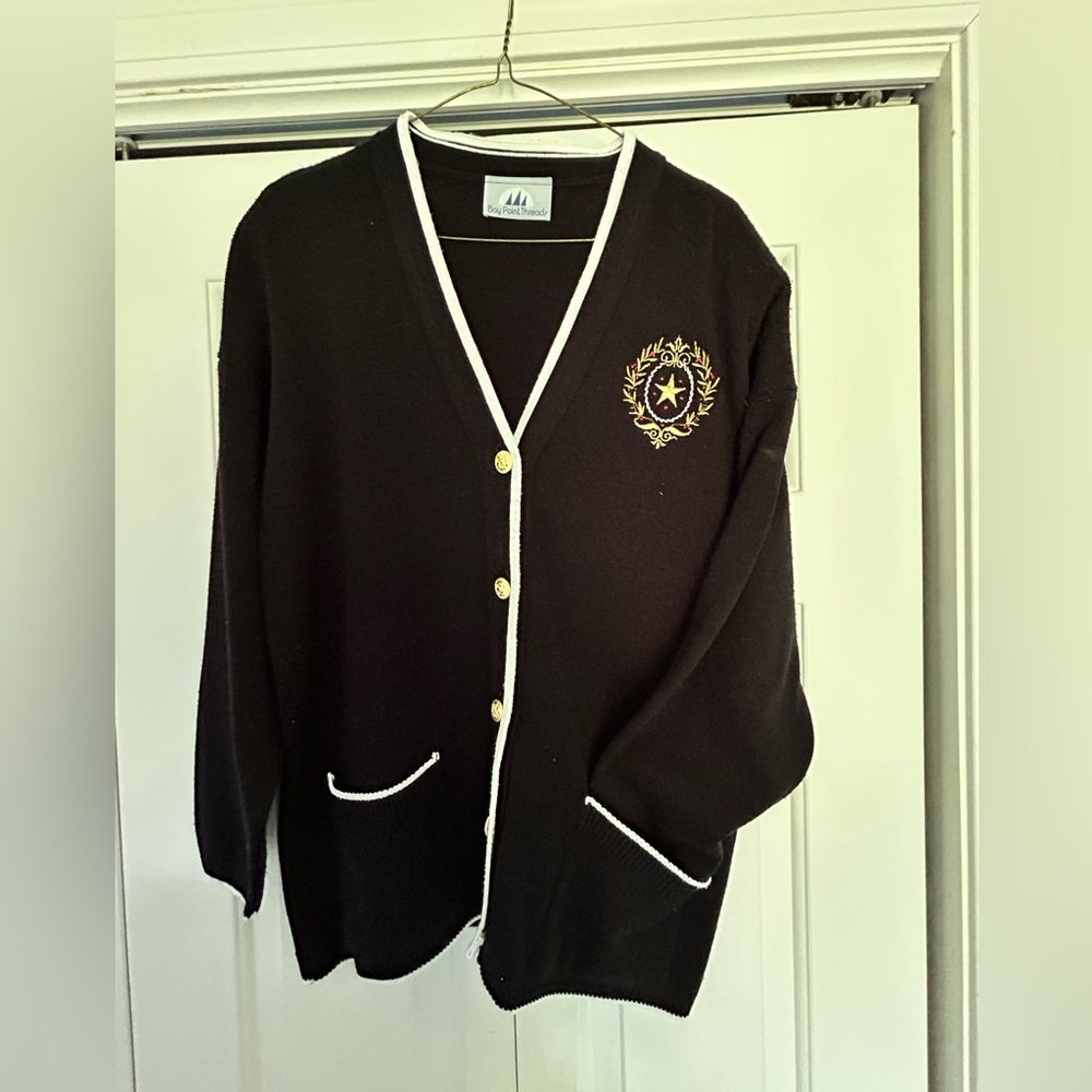 Vintage Bay Point Threads Black Button Down Sweater